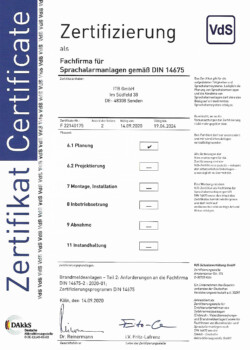 Zertifizierung Sprachalarmanlagen